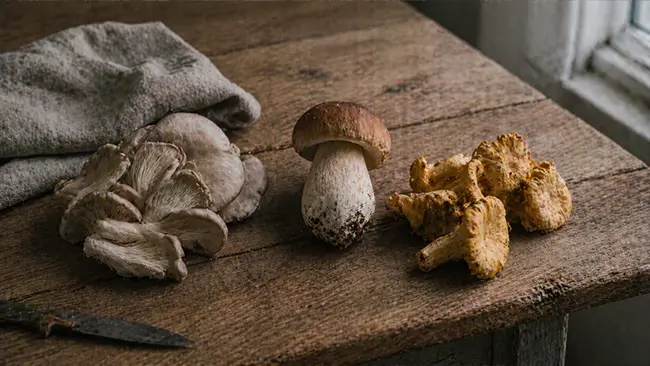 Oesterzwam cantharel en eekhoorntjesbrood eetbare paddenstoelen beginners