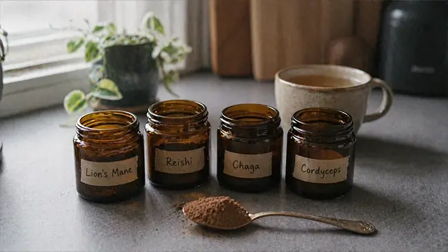 Paddenstoelen supplementen voor beginners Lion's Mane Reishi Chaga Cordyceps