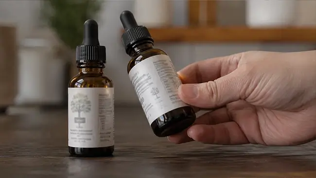 lion's mane vloeibaar dosering aflezen op het etiket van een flesje extract